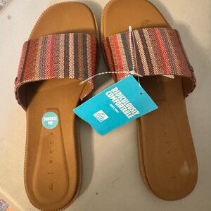 Reef Sunny Arrianah Woven Slide Sandals in Brown and Multicolor
